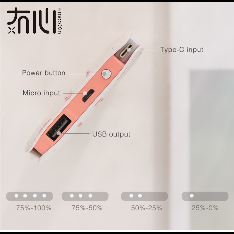 Liberfeel Maoxin built-in cable power bank type c micro ios lighting 3in1 dual input 4 output super slim powerbank cute