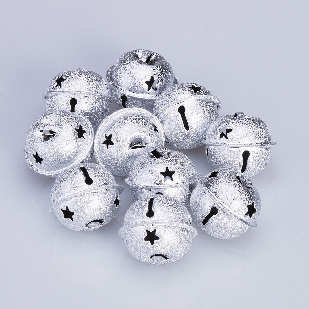 Juego de 10 cascabeles brillantes, colgante de Navidad, suministros festivos para , decoración, carillón de viento, adornos de Navidad: Plata