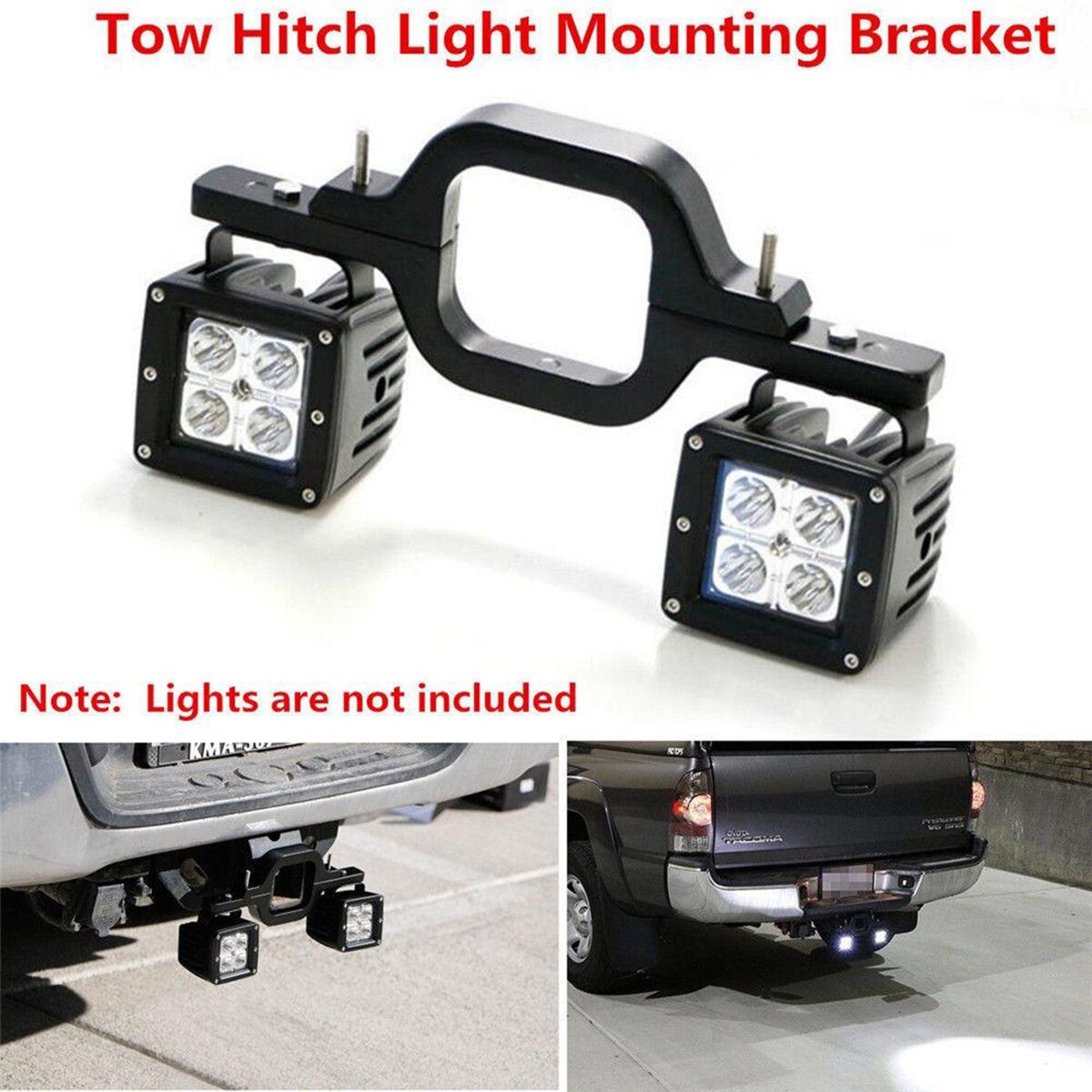 Tow Hitch Mount Brackets for Truck Trailer Dual LED Backup Reverse Lights Rear Search Lighting