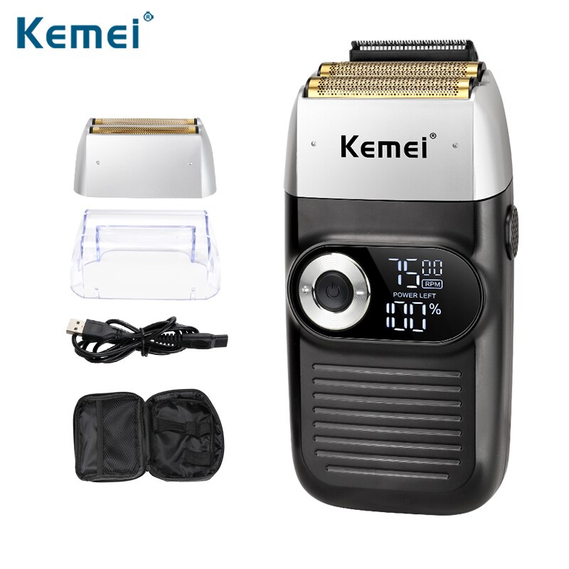 Kemei 2026 2 in 1 Rechargeable Electric Shaver LCD Display Portable Cordless Men Reciprocating Razor Beard 0mm Hair Trimmer: Default Title