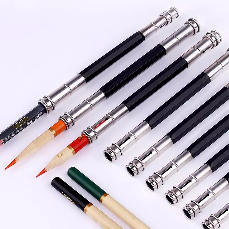 Porte-crayon réglable à double tête/simple tête, 1 pièce, extension pour croquis, école, bureau, peinture, outil d'écriture artistique pour