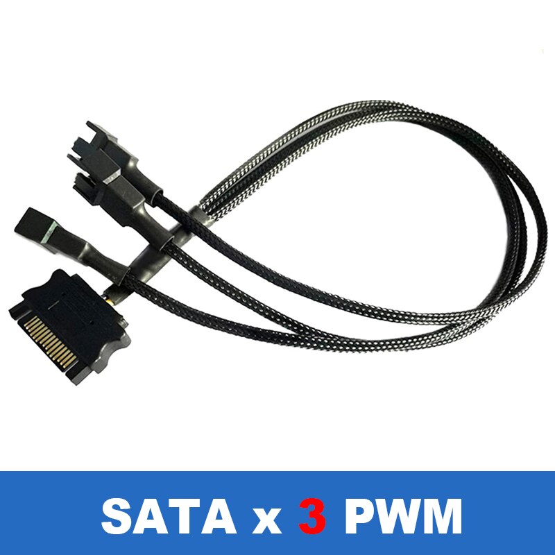 Sata Naar 3 Pin 4 Pin Fan Mouwen Power Splitter Kabel Adapter,15Pin Sata Naar 1/2/3/4/5 TX3 / TX4 (Pwm) 12V Pc Case Cooler Y Cord: SATA x 3 Port