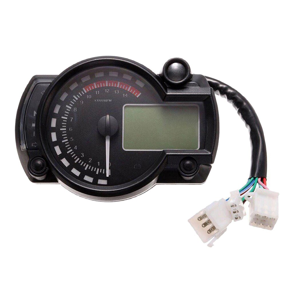 Motorcycle Digital LCD Speedometer Sensor Odometer Adjustable 14000RPM