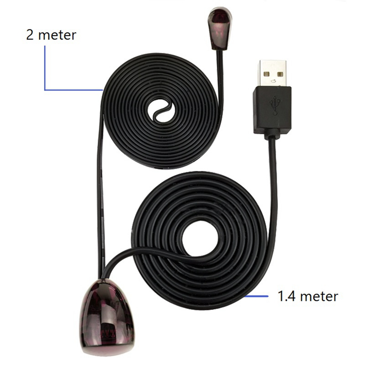 Extensor remoto infrarrojo IR, receptor repetidor, adaptador USB, transmisor, se aplica a dispositivos de Control remoto, 2m con luces