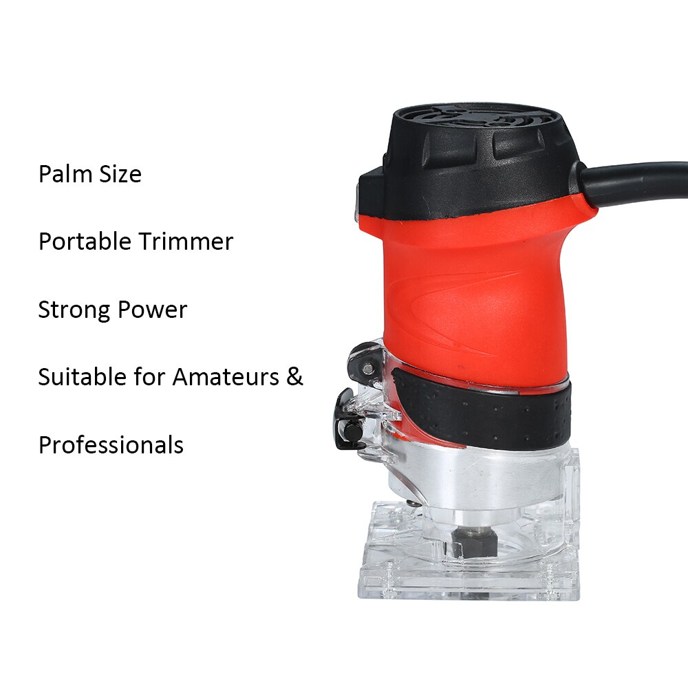 Trim Router With Transparent Base Edge Guide Wood Trimmer Compact Palm Router for Woodworking Trimming Slotting Notching