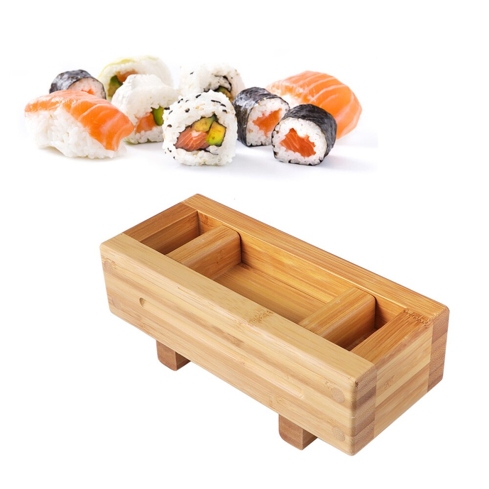 Bamboo Wooden Rectangular Sushi Press Mold Box Sushi Making Kit DIY Sushi Rice Roller Molds Sushi Kitchen Making Tools