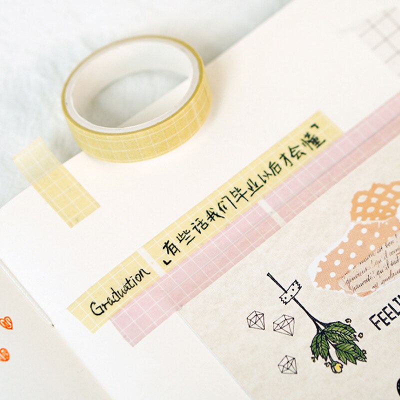 4 Stks/set Effen Kleur Washi Tape Set Leuke Masking Tape Kawaii Decoratieve Plakband Grid Washi Tape Scrapbooking Stok Label