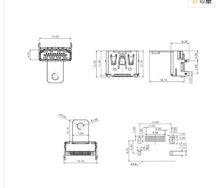 Hdmi Vrouwelijke Socket Met Oren Smd Hdmi Socket Met Oren Met Vaste 19P Patch Met Slot