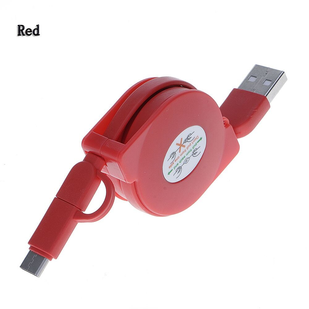 100cm rull linjal 2 in 1 usb datasynkroniseringskabel for lader android+type c micro universal uttrekkbar usb-kabel