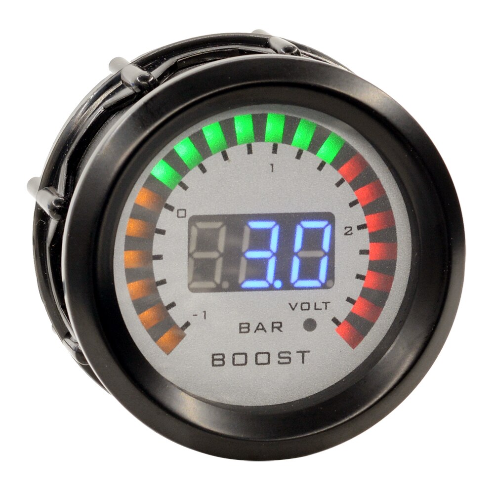 Round Earth 52mm Digital Dual Display Auto Car Turbine Turbo Boost Gauge -1~ 3.0 Bar And Voltage Meter