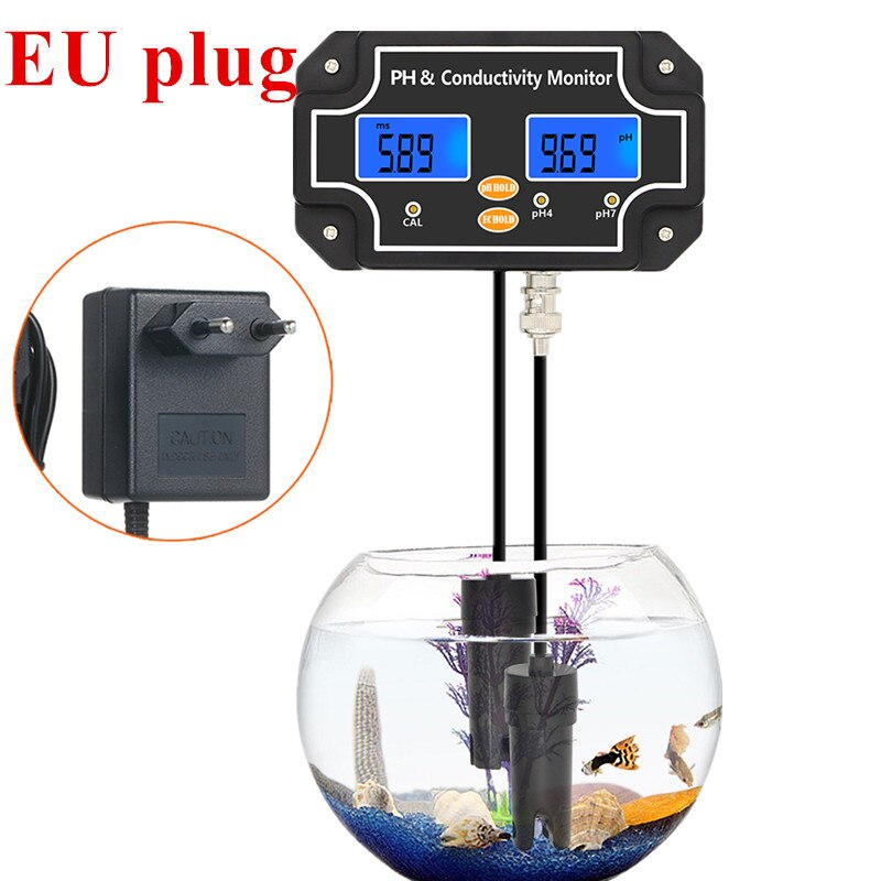 PH-2681 Ph/Ec Geleidbaarheid Monitor Ph Meter Water Quality Tester Multi Paramter Continue Monitoring Voor Aquarium Aquarium 40%: EU plug