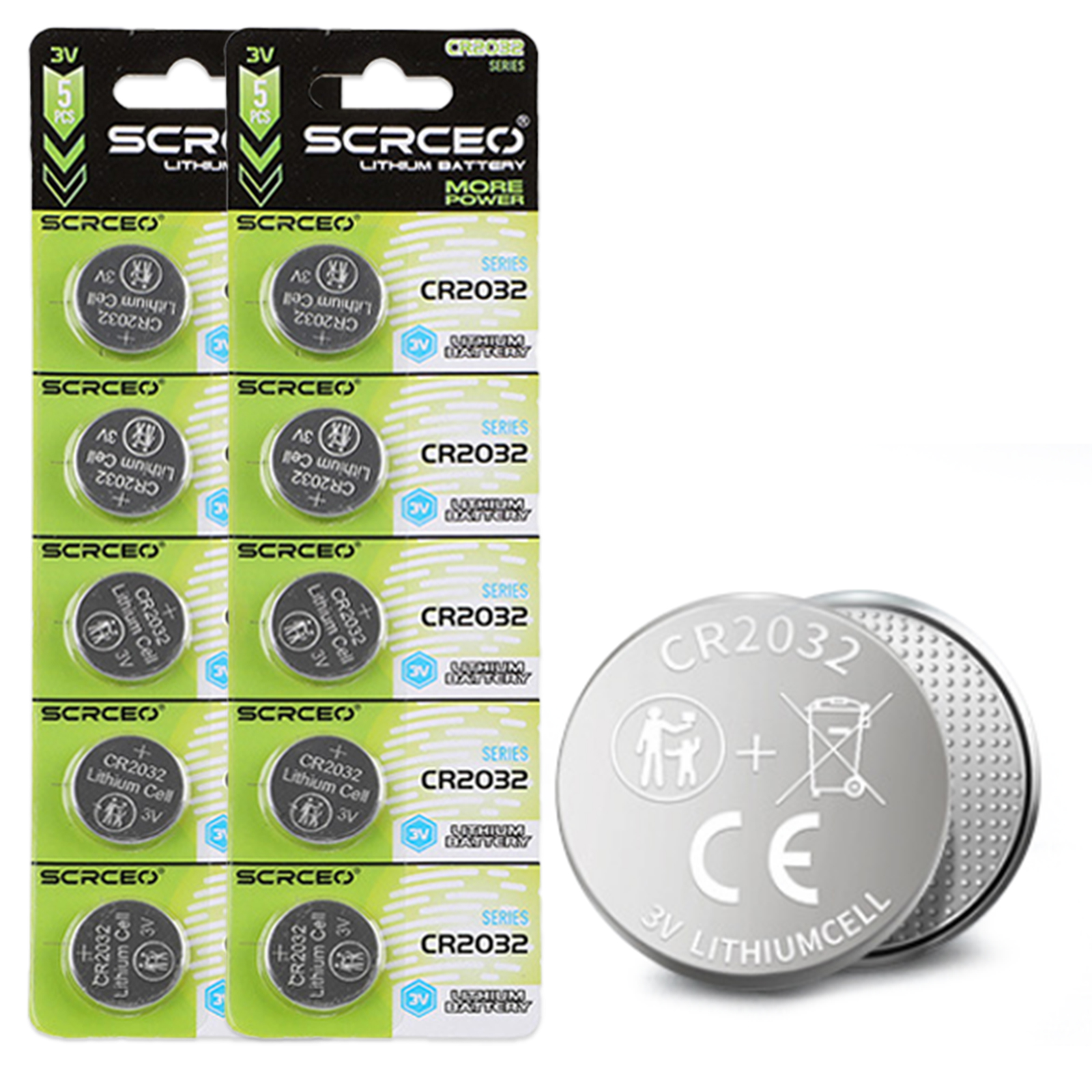 5-100PK CR2032 Batterie a bottone al litio nuovissime e durevoli Sostituisci DL2032 ECR2032 BR2032 Batteria a bottone al litio 3V per orologi giocattoli