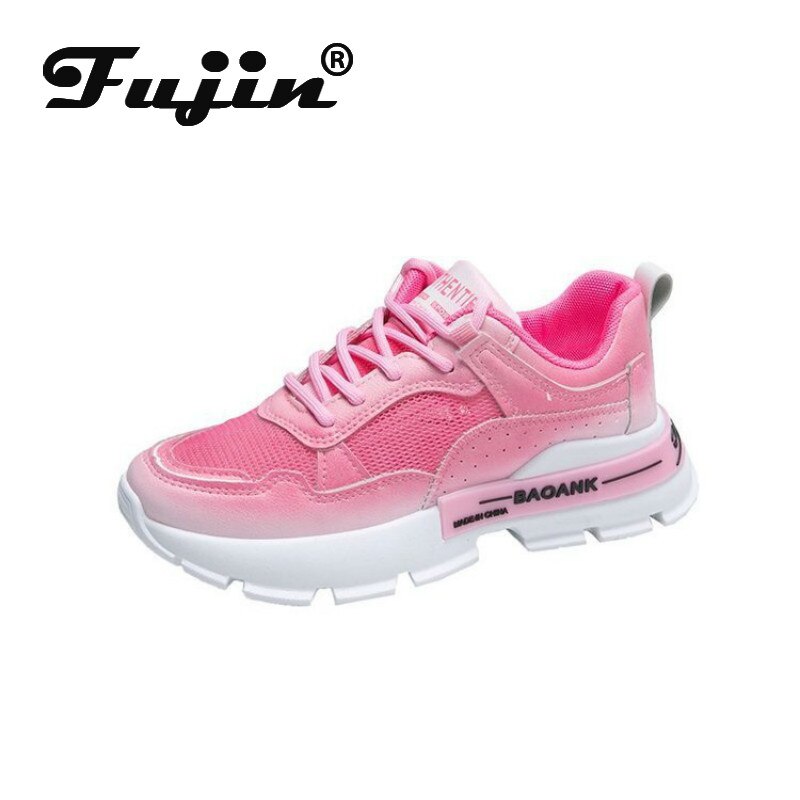 Fujin sneakers dames zomer snoepkleurige ademende mesh platte platform casual chunky schoenen damesschoenen