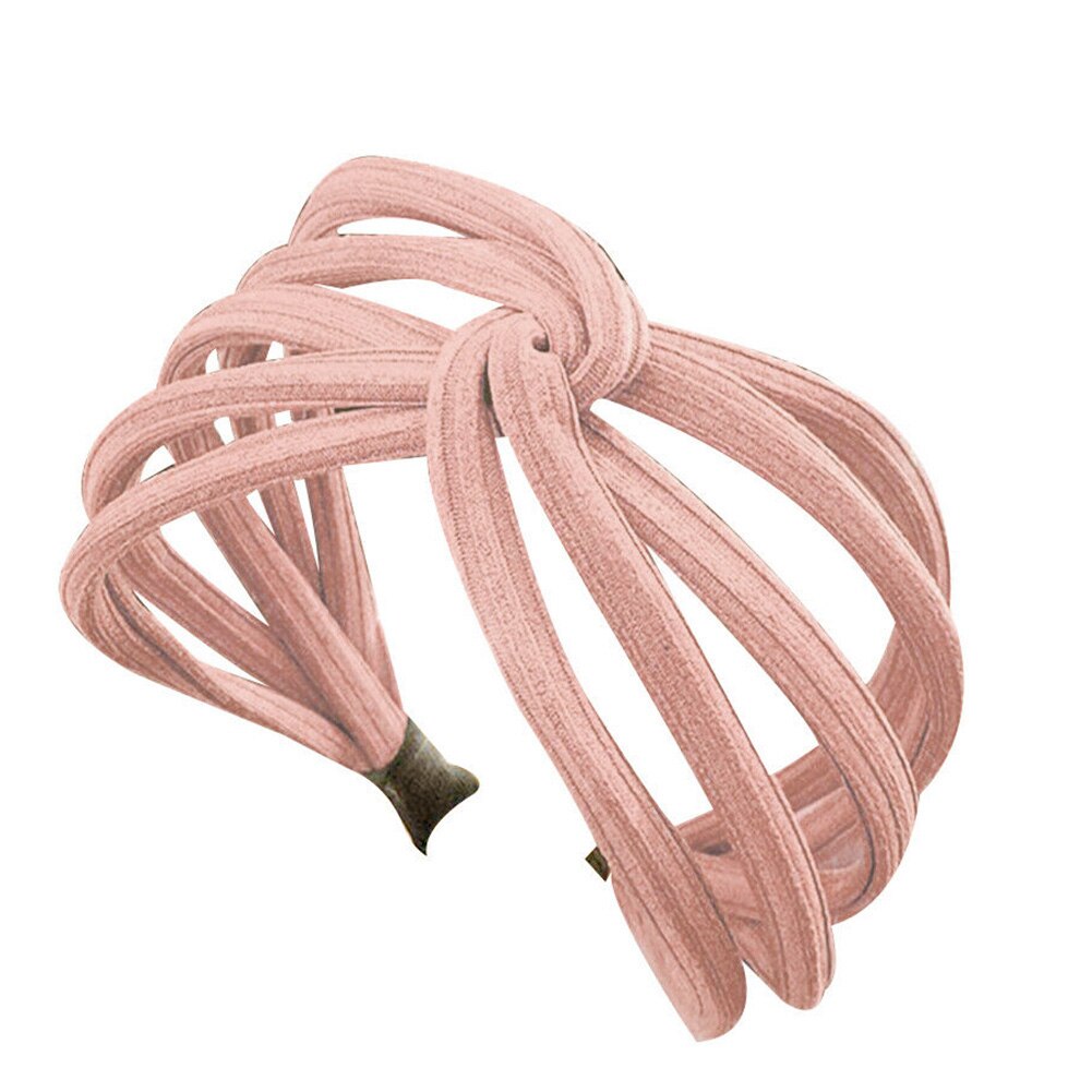 Women Twist Headband Bow Knot Cross Tie Cloth Headwrap Hairband Hoop SMR88: Light Brown