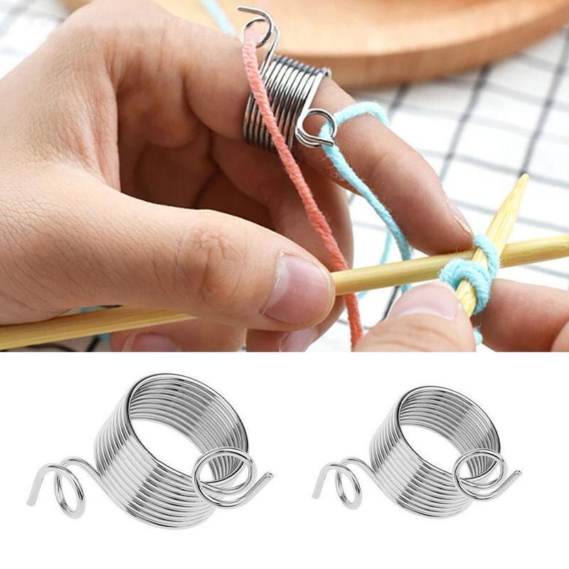 Yarn Spring Guides Braided Knuckle Assistant Jacquard Needle Thimble DIY Sewing Accessories Stainless Steel knitting Tool