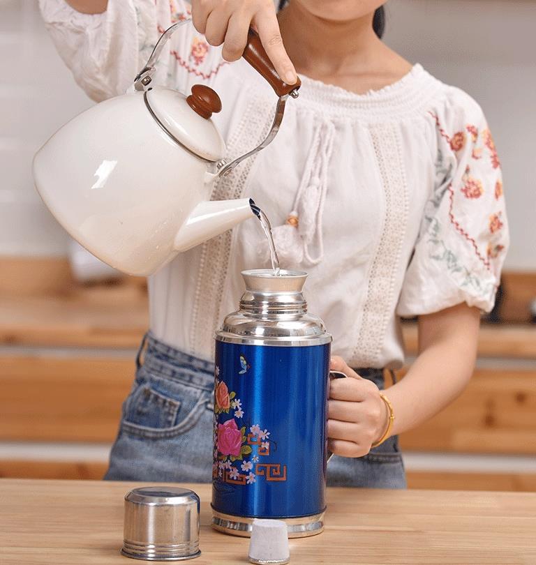 1.2l/2l Retro Travel Thermosflask Thermos Water Koffie Fles Rvs Coffee Cup Mok Warmte Koude Behoud