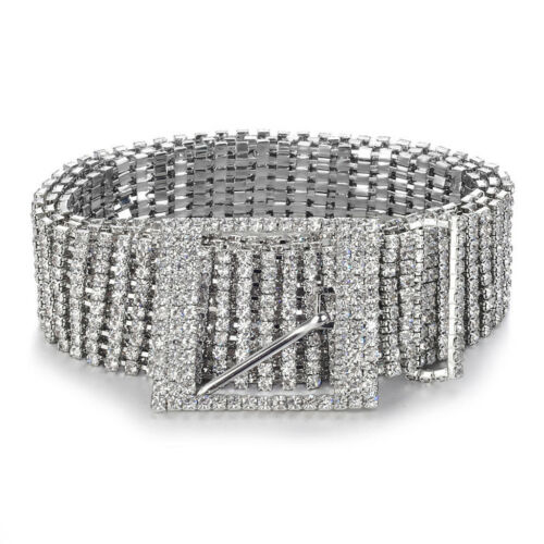 Shiny Crystal Belts Women 10 Rows Full Rhinestone Shiny Waistband Casual Party Dress Belt Waist Chain Belts