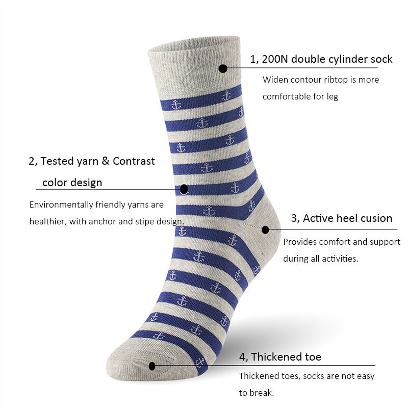 Katoen mannen sokken ontdaan anker man zachte sokken 6 paren/partij K SIZE 7-11 EUR MAAT 40-46 1001 VKMONY