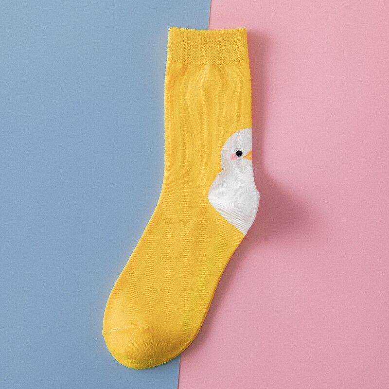 Forår og sommer instagram unisex sokker stil tegneserie dyr kvinder & #39 ;s tube sokker chick søde sokker  eu 35-43 str.: C2