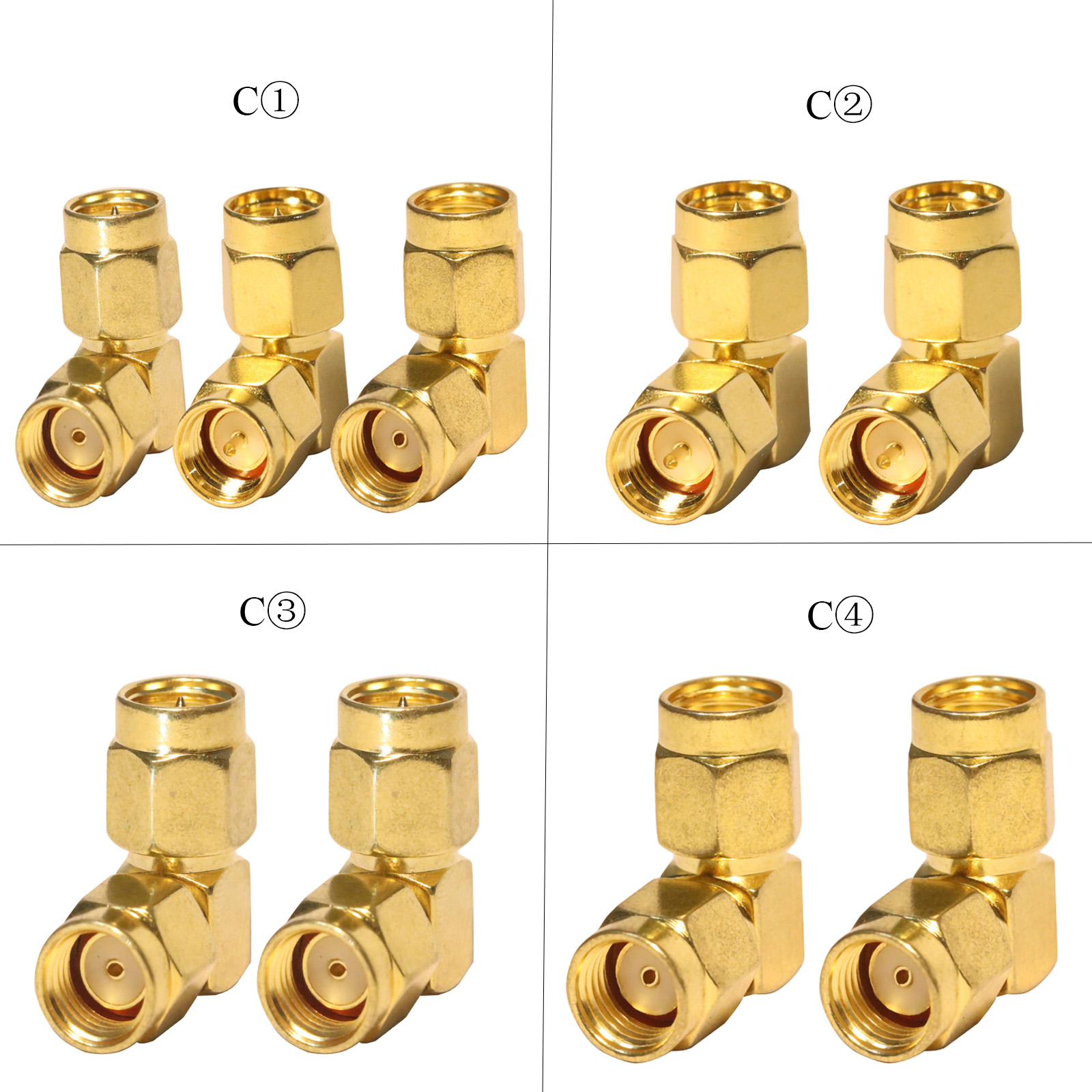 Kit de conector SMA, convertidor de codo SMA, adaptador Coaxial de 90 grados, antena de ángulo recto macho a macho, 3 tipos/lote, 2 unidades por lote