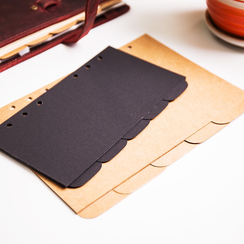 Kraftpapier Seperator Bodemplaat Voor A5 A6 Spiraal Ringen Notebook 6 Hole Losbladige Agenda Journal Dagboek Zwart Geel