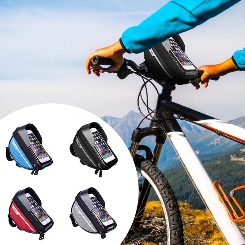 Cykel cykel hovedrør styr mobiltelefon taske taske holder taske taske vandtæt berøringsskærm polyester