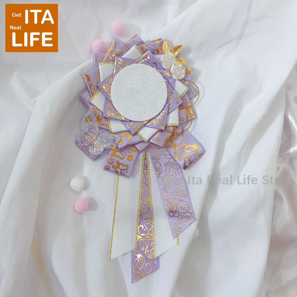 Italife Nowa Torba Ita, Przypinki, Uchwyt na Odznaki z Kwiatami na Odznaki Anime 58mm, Ręcznie Robione Jedwabne Wstążki, Akcesoria robić Dekoracji Itabag, Przypinki H333: FIOLETOWY