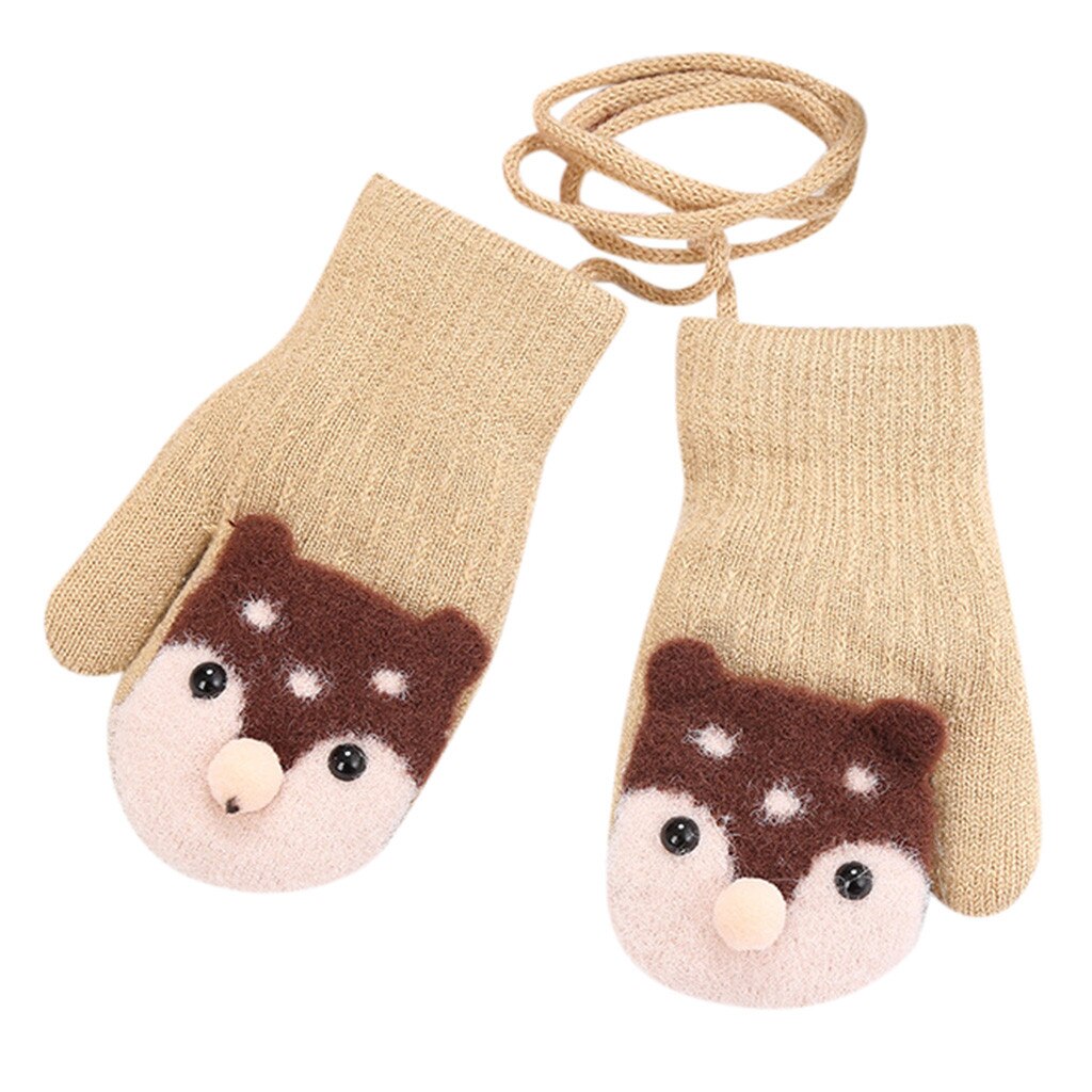 Winter Handschoenen Vos Kinderen Kids Jongens Meisjes Winter Leuke Cartoon Dier Warme Gebreide Handschoenen Winddicht Guantes Для Новорожденных: H