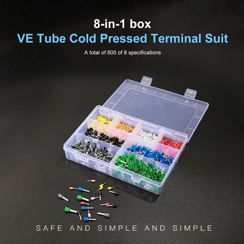 800Pcs Terminals Kits Diverse Ve Tubular Terminals Geïsoleerde Crimp Kabel Connector Terminals Elektrische Crimp Terminator