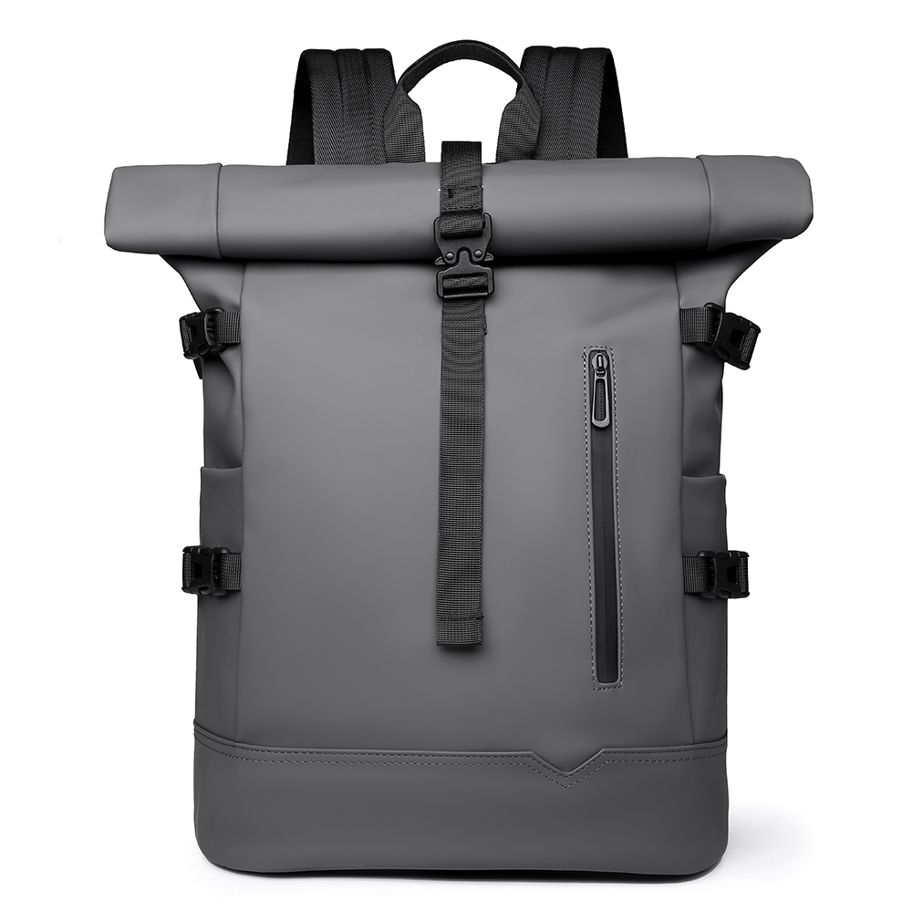 Wodoodporny, trwały plecak na zewnątrz Roll Top Fashion Casual Backpack for Hiking Travel Men Women Daily Commute: SZARY