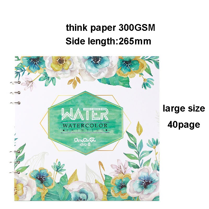 Spiral Notebook for watercolor painting sketchbook 40pages blank paper 300GSM Loose leaf Diary Office School supplies Stationery: 9