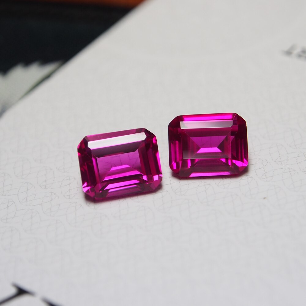 8*10mm 5 Piece /alot 4 carat Top Lab Pink Sapphire Ring Ruby emerald cut Loose Gemstone for BIY Ring making