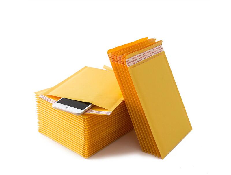 10 pièces/lot petite taille couleur jaune bulle Mailers enveloppes rembourrées papier Kraft multi-fonction bulle enveloppe sac 12x18 avec 4cm
