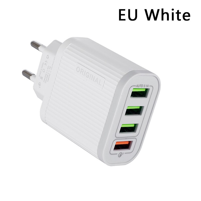 Multi USB Charger For iPhone Samsung Xiaomi mi Fast Charging Turbo Multiple Wall Charger EU US Plug Mobile Phone Charger: EU White