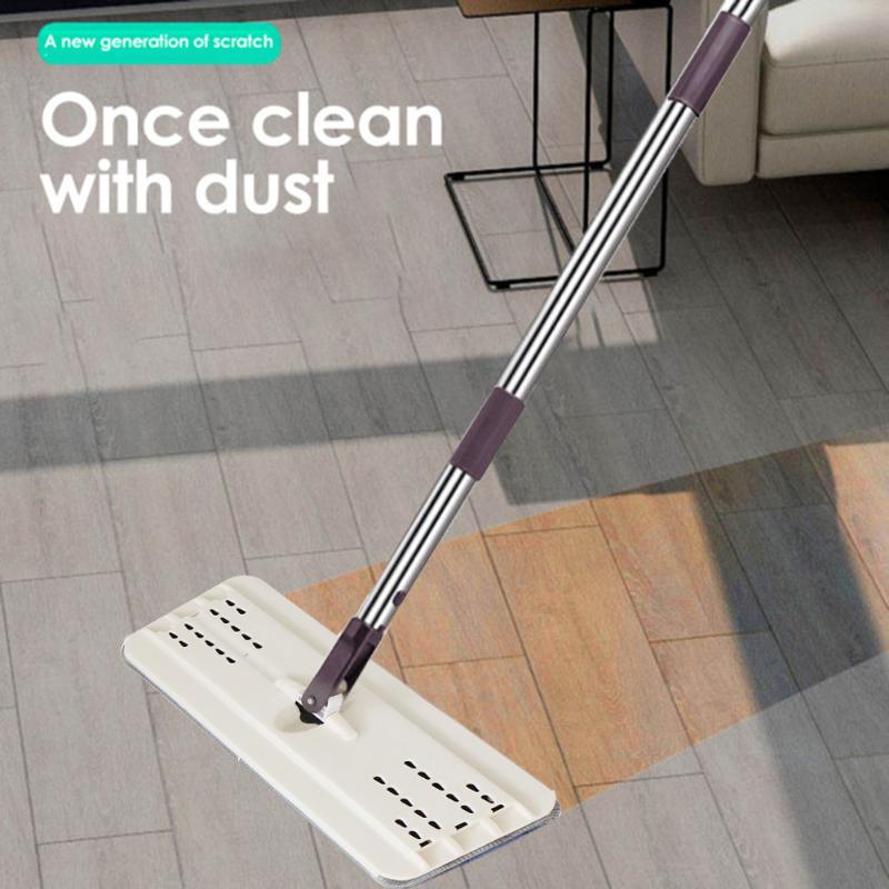 Flat Squeeze Floor Cleaning Mop with Bucket Hand-Free Wringing Mop Wet Dry Usage Automatic Spin Self Cleaning Mop Supply