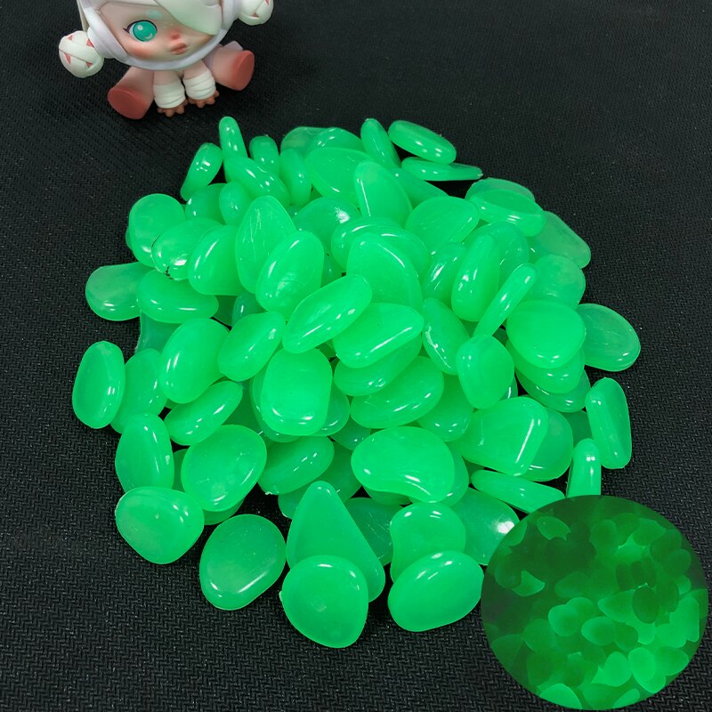 100/200 Stuks Tuin Decoratie Lichtgevende Steen Gloeit In Dark Decoratieve Steentjes Outdoor Aquarium Decoratie Pebble Aquarium: 100pcs / Green