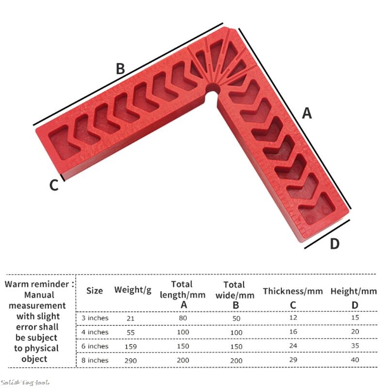 Positioneringsfirkanter lineal træbearbejdningsværktøj fastspænding vinkel til boksskab