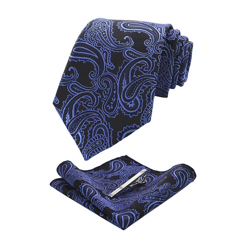 KAMBERFT męskie klasyczne Paisley krawat i kieszeń kwadratowy zestaw czerwony zielony jedwabny krawat żakardowy z krawat klip zestawy wesele krawat: L007