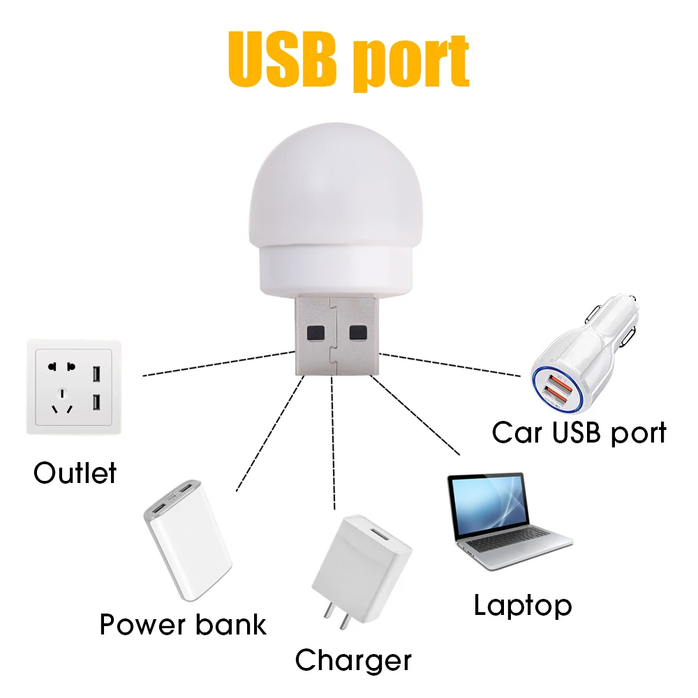 1-8Pcs USB Stecker Lampe Kleine Mini Buch Lampen LED Nachtlicht Computer Mobile Power Lade LED augenschutz Runde Lesen Licht