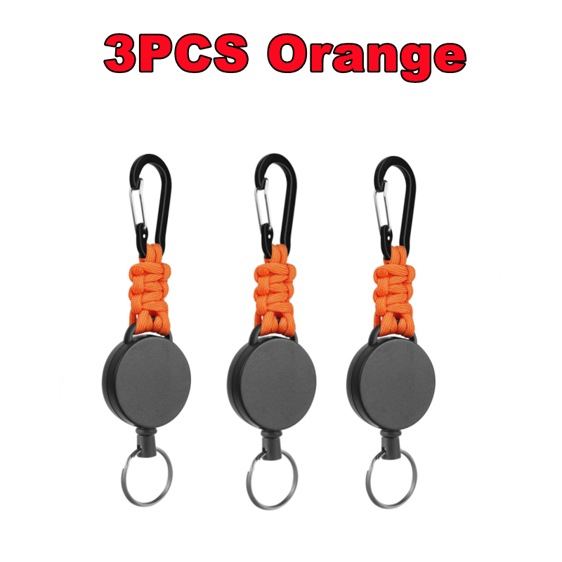 3/1PC Heavy Duty Retractable Key Chain Anti-theft Keychain with Carabiner Retractable Badges Holder Outdoor Multiple Tools ﻿: Yellow