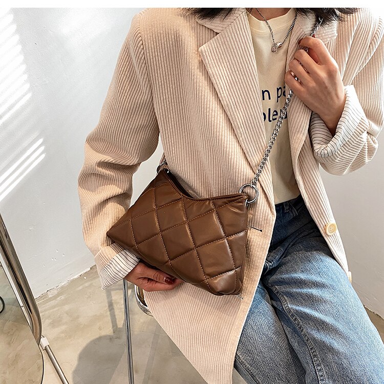 Soft PU Leather Women's Chain Shoulder Crossbody Bag Simple Ladies Small Square Messenger Bag Female Purse Handbags