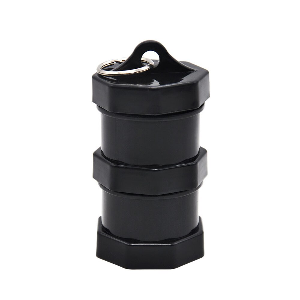 Zwart Plastic Pillendoosje Drug Case Luchtdicht Geur-Proof Stash Pot Met Metalen Ring Kruid Container Storage Case: Black