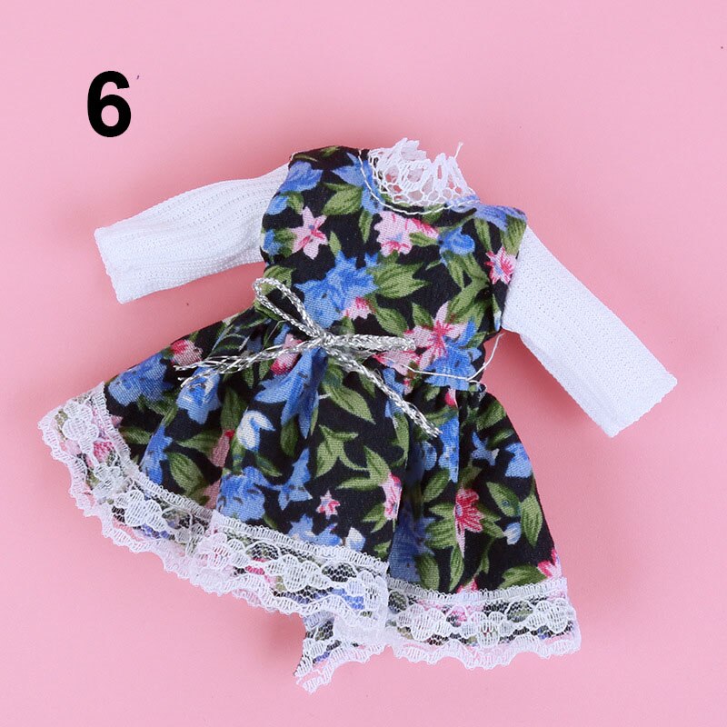 16cm bjd baby dukke tøj 1/12 blomster prinsessekjole dagligt fritidstøj tilbehør dukker legetøj til piger cool: 6