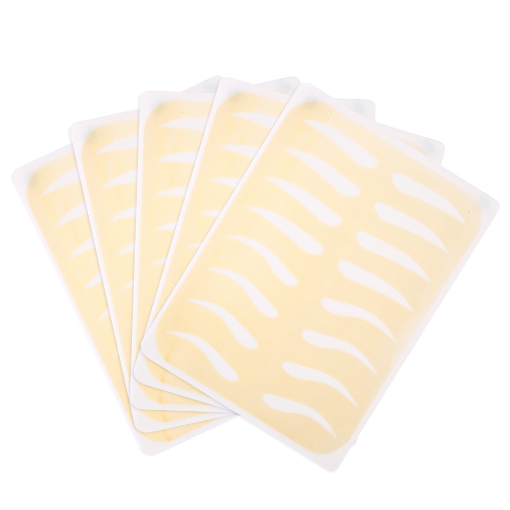 5 uds plantillas de cejas, pieles de práctica de cejas doradas, maquillaje permanente de cuero para practicar cejas, entrenamiento de cejas, modelo de piel falsa de silicona