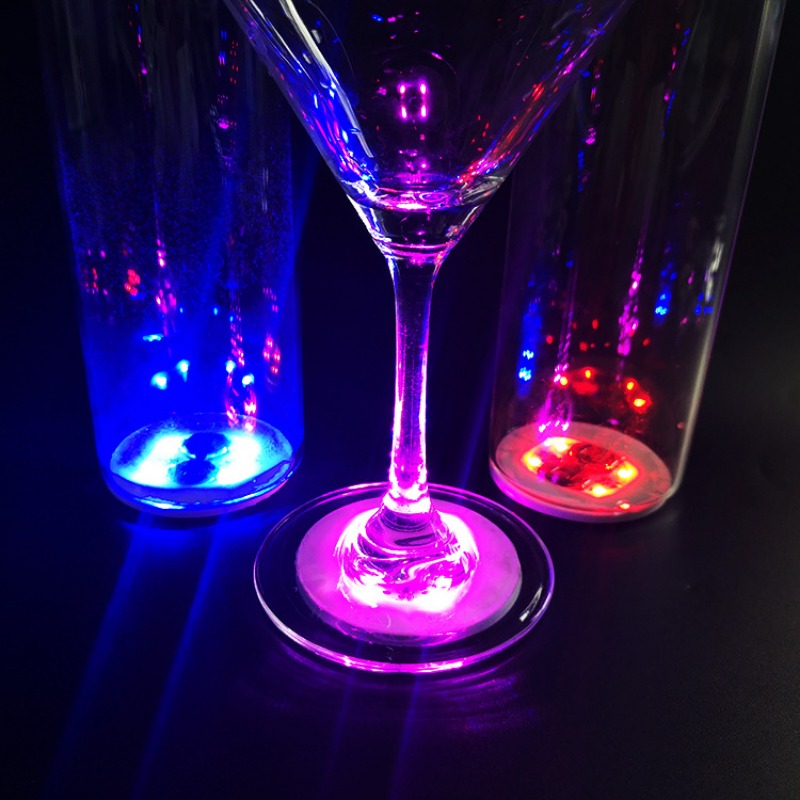 20/10/5/2 pièces LED sous-verres lumineux autocollant alimenté par batterie dessous de verre bouteille d'alcool verre à boire tasse tapis Bar fête décor lumière