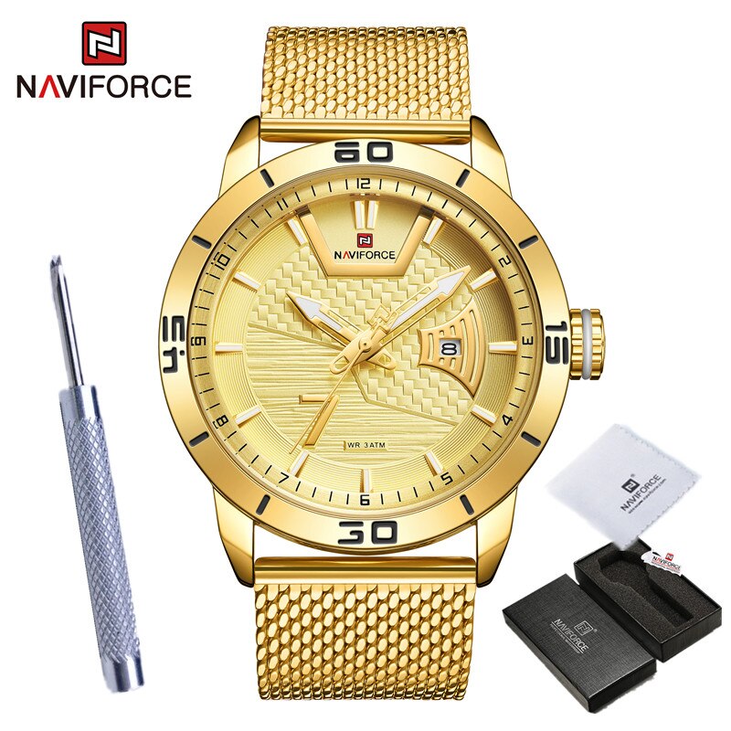 Top Brand Naviforce Business Heren Horloges Roestvrij Stalen Band Horloges Waterdicht Mannen Klok Relogio Masculino: GG BOX