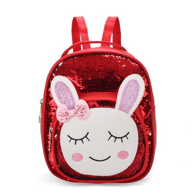 Kid Peuter Meisje Dier Pailletten Rugzak Leuke Konijn Kleuterschool Schooltas Pu Leer Kinderen Dagelijks Rugzak 5 Kleuren: Rood