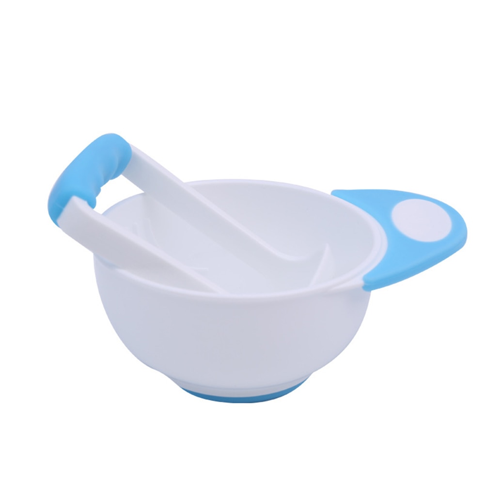 2 stk / sæt manuel babymad frugtmasker skål kværn slibestang fodringsværktøjer t uden rodet: Blå hvid