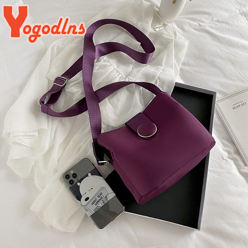 Yogodlns Simple Nylon Shoulder Bag Women Leisure Waterproof Messenger Bag Shopping Lady Handbag Travel Light Small Bag Purse sac