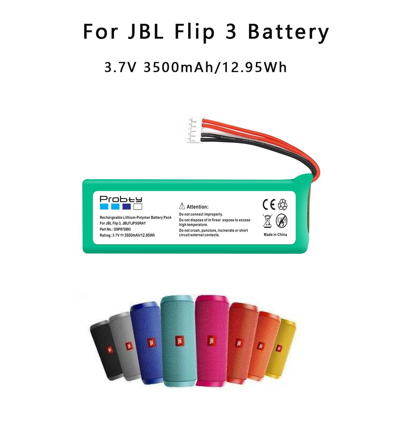 GSP872693 3.7v 3500mAh Battery For JBL Flip 3 Flip 3 GRAY GSP872693 P763098 03